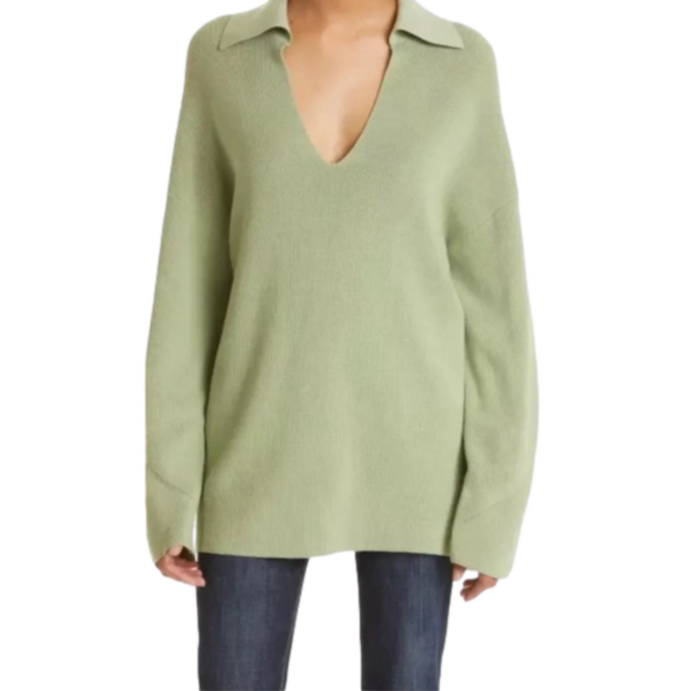 rag & bone Light Green V-Neck Sweater